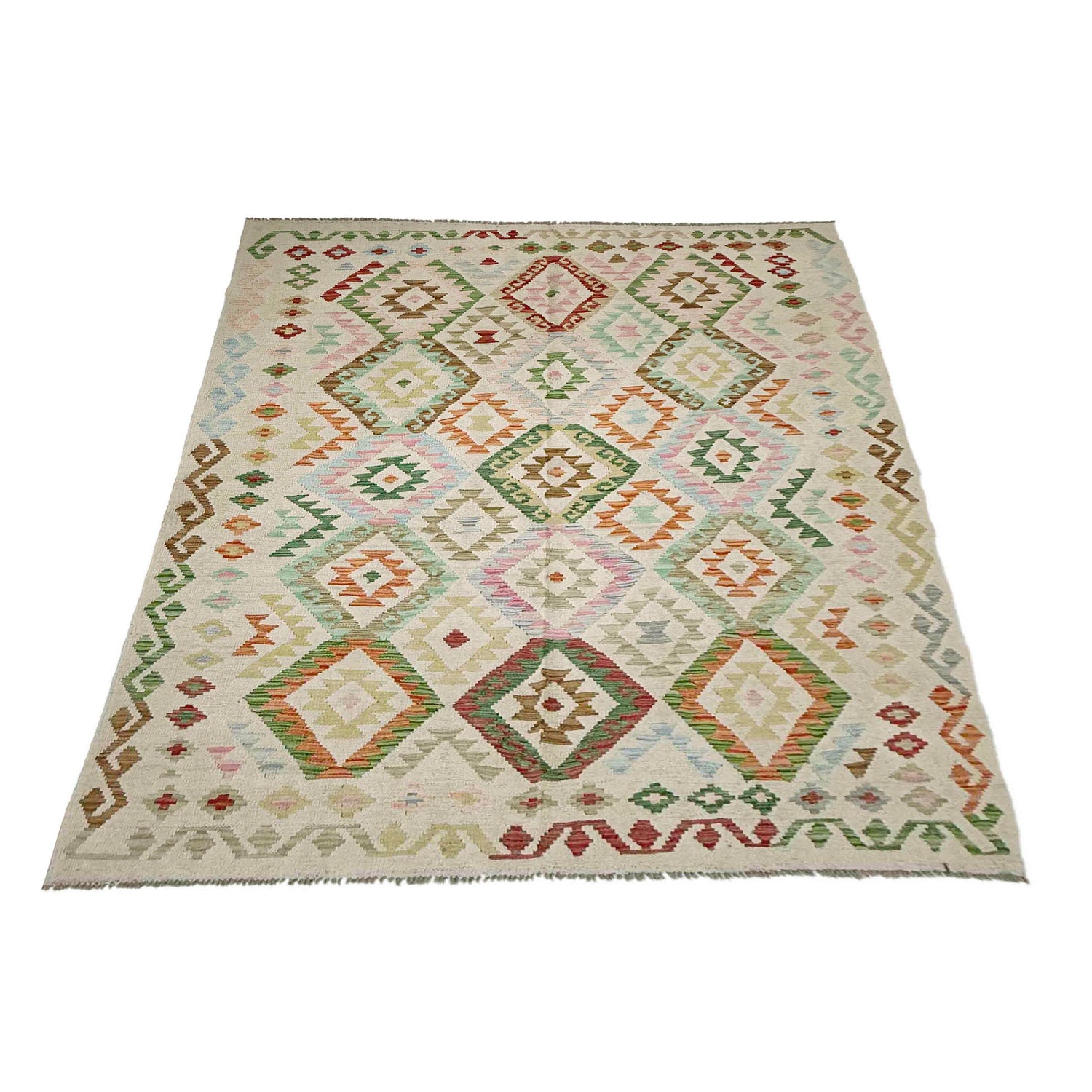 Handmade Afghan Vegetable Kilim 5' 9" x 7' 9" ft / 175 x 237 cm - No. Y39102