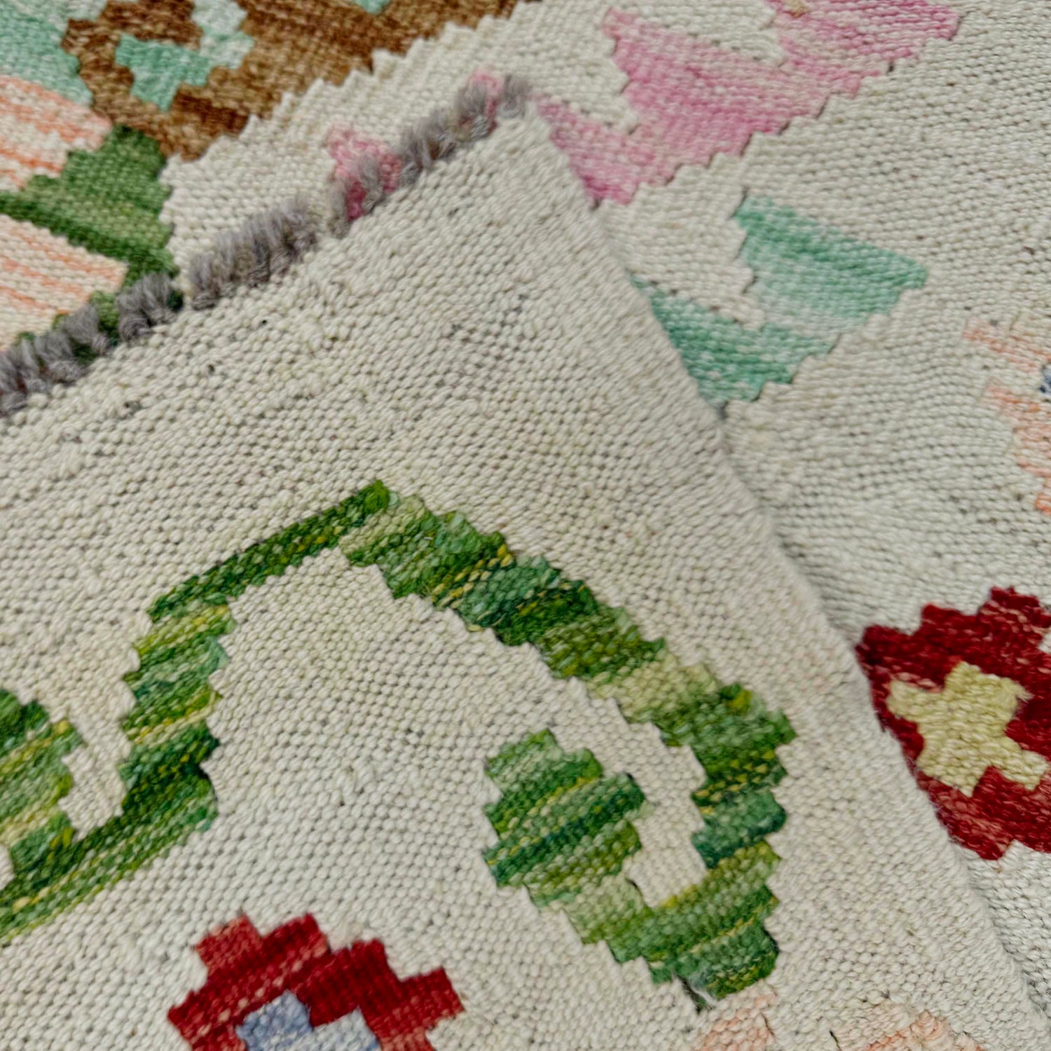 Handmade Afghan Vegetable Kilim 5' 9" x 7' 9" ft / 175 x 237 cm - No. Y39102