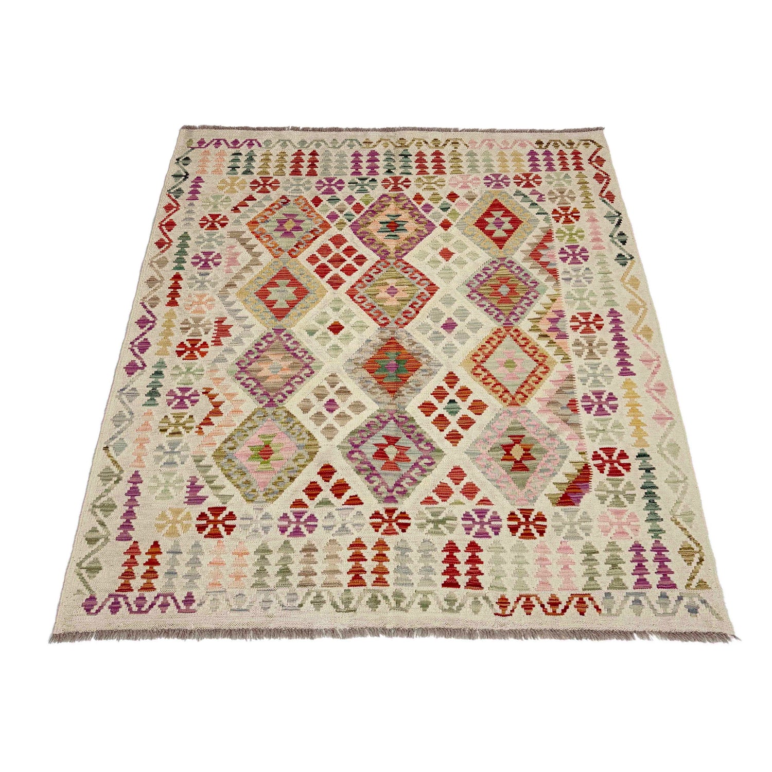 Handmade Vegetable Kilim 5' 0" x 6' 5" ft / 153 x 196 cm - No. Y39110