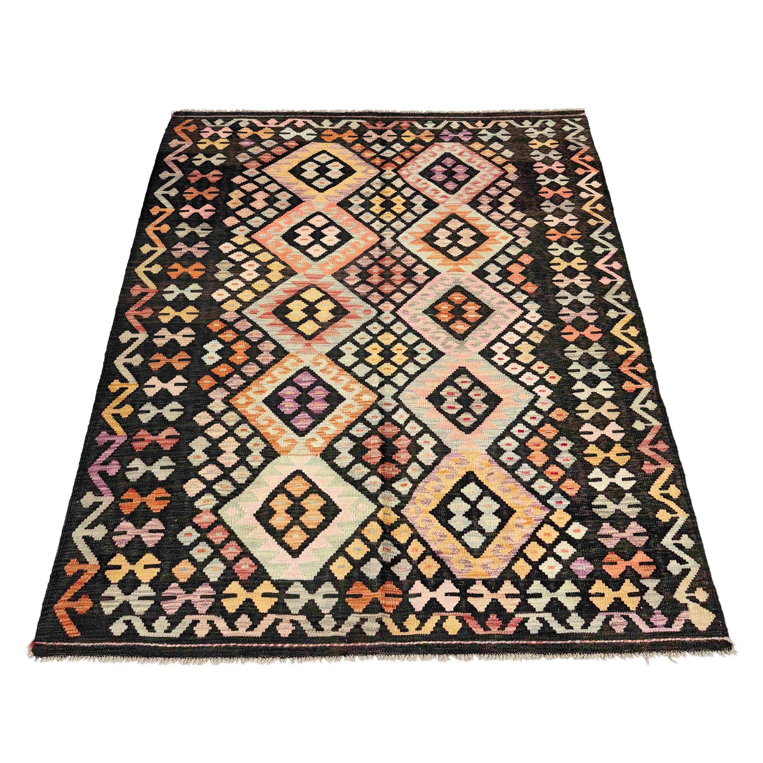 Hand Knotted Afghan Style Kilim 5' 0" x 6' 6" ft / 153 x 199 cm - No. Y39112