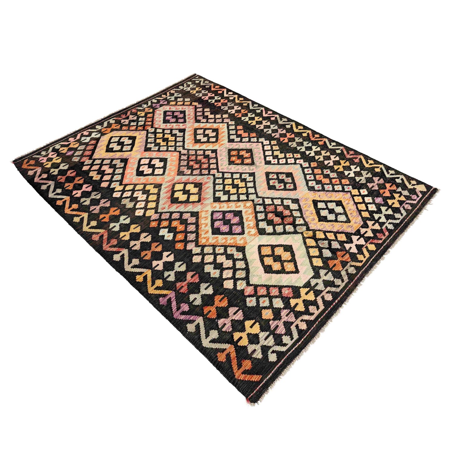 Hand Knotted Afghan Style Kilim 5' 0" x 6' 6" ft / 153 x 199 cm - No. Y39112