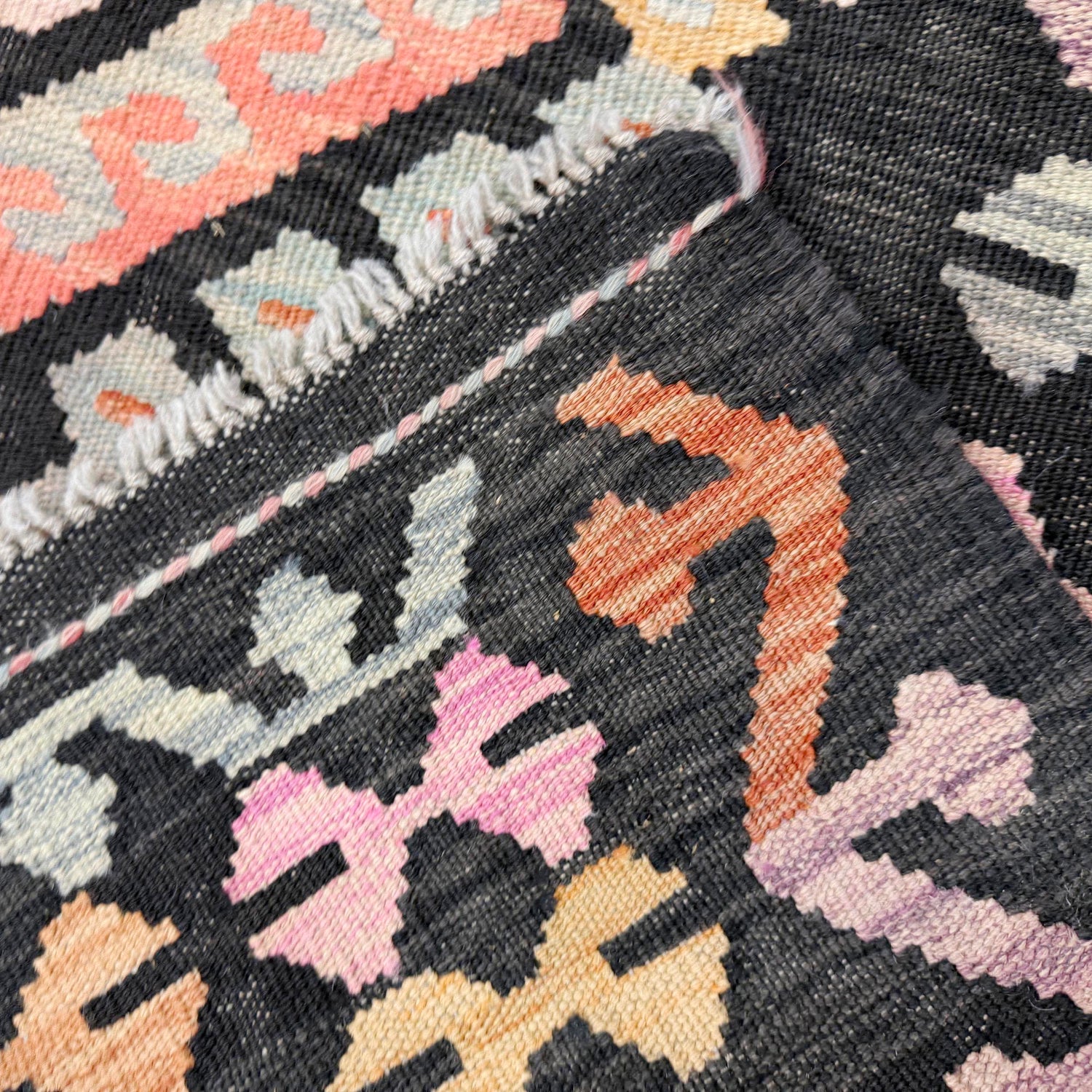 Hand Knotted Afghan Style Kilim 5' 0" x 6' 6" ft / 153 x 199 cm - No. Y39112