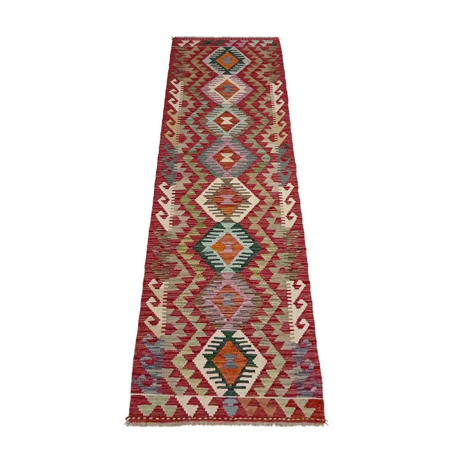 Hand Knotted Flatweave Kilim Runner 2' 2" x 9' 6" ft / 67 x 289 cm - No. Y39117