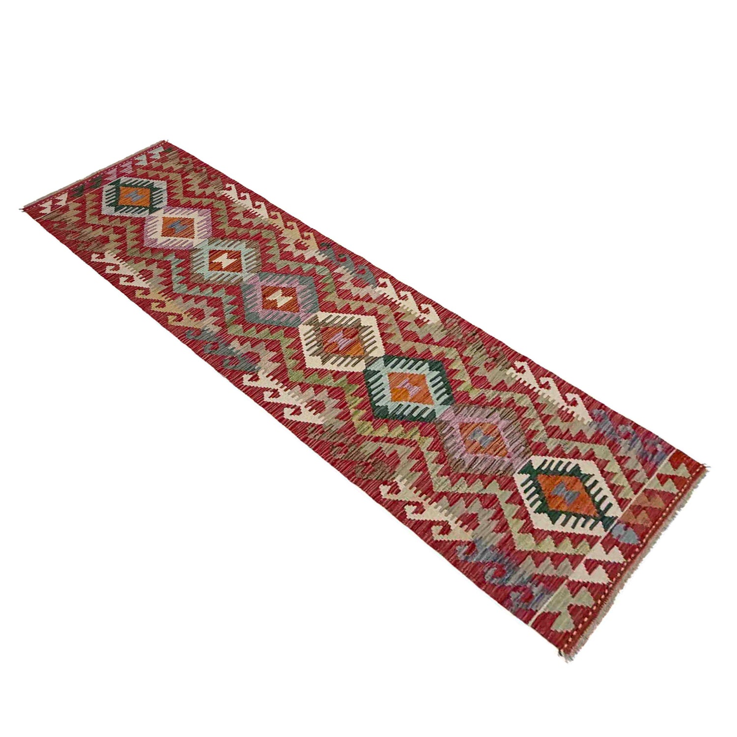 Hand Knotted Flatweave Kilim Runner 2' 2" x 9' 6" ft / 67 x 289 cm - No. Y39117