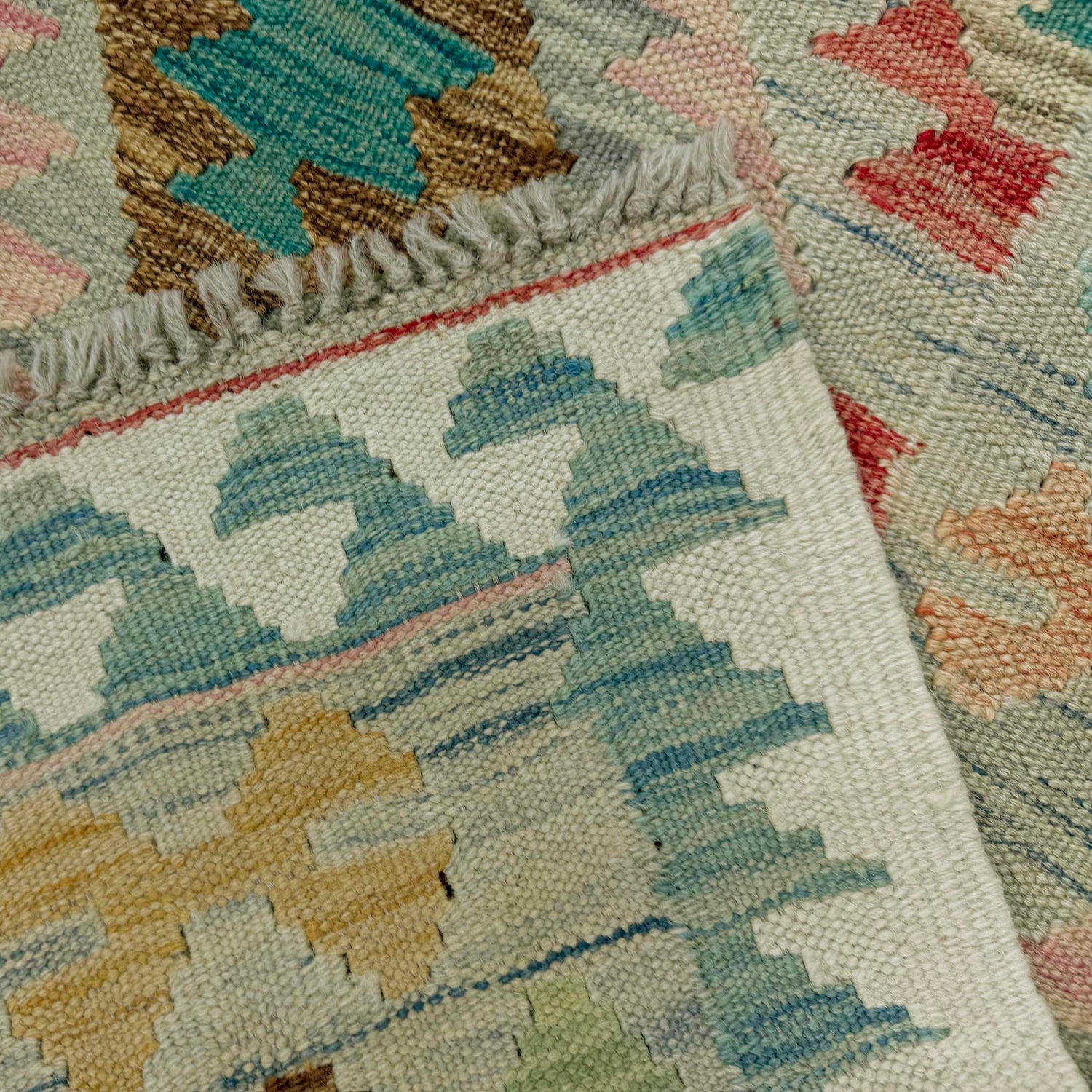 Handmade Turkish Design Wool Kilim 5' 1" x 6' 7" ft / 154 x 201 cm - No. Y39128
