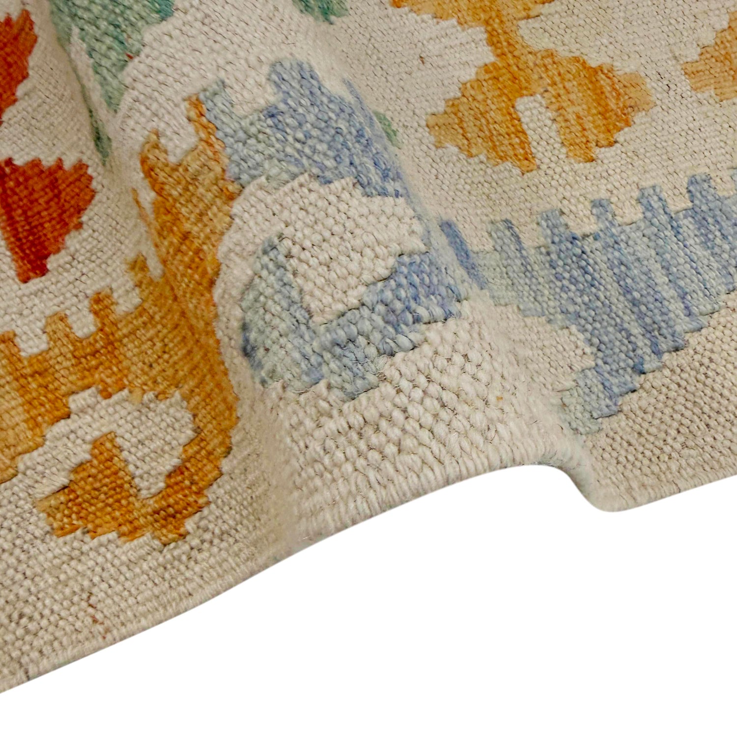 Multi Color ful Flat-Weave Wool Kilim 3' 3" x 4' 10" ft / 99 x 147 cm - No. Y39135