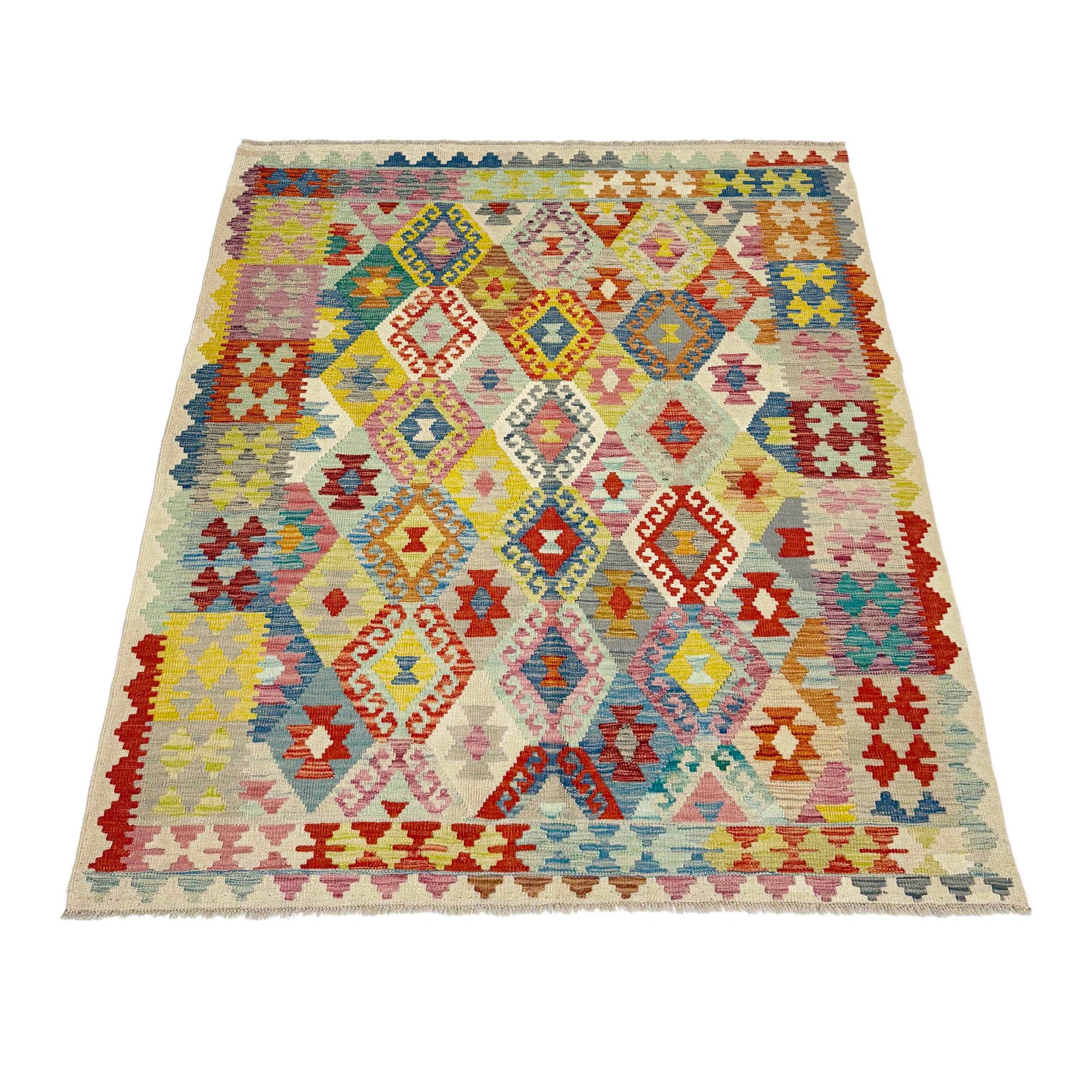Hand Knotted Flatweave Kilim 5' 1" x 6' 6" ft / 154 x 198 cm - No. Y39138