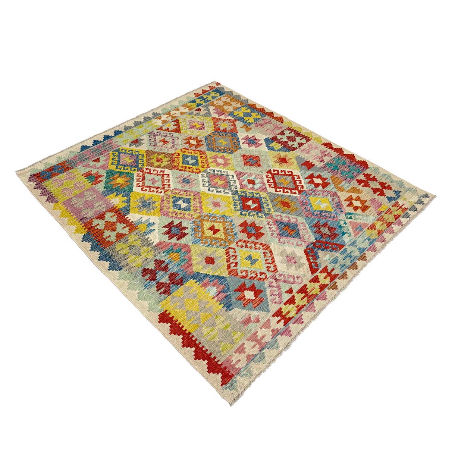 Hand Knotted Flatweave Kilim 5' 1" x 6' 6" ft / 154 x 198 cm - No. Y39138