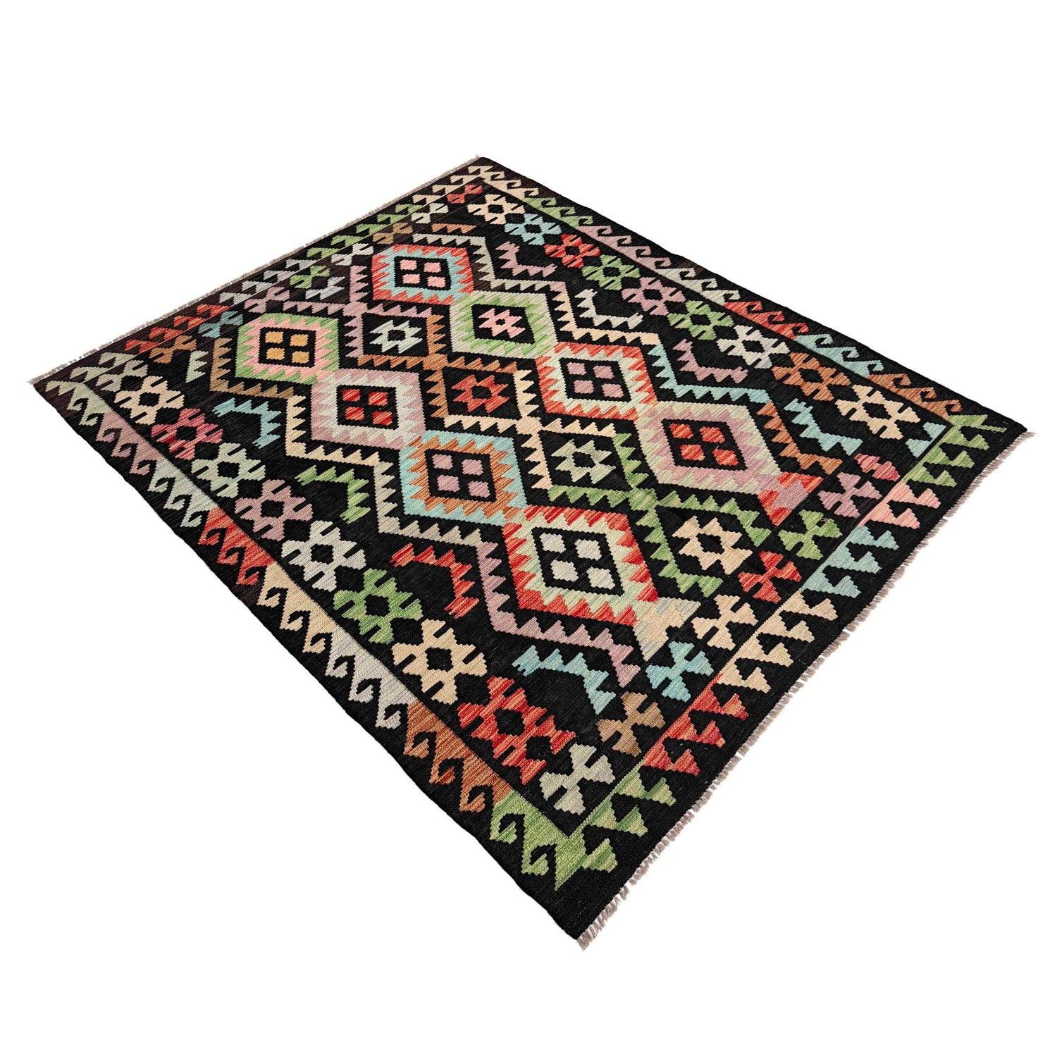 Handmade Afghan Vegetable Kilim 4' 11" x 6' 4" ft / 149 x 192 cm - No. Y39139