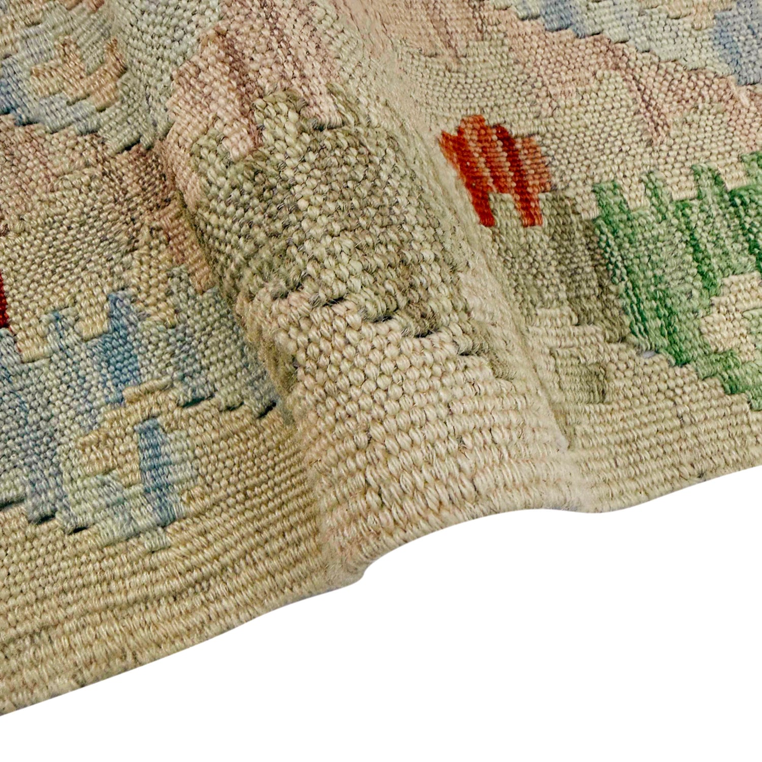 Multi Color ful Flat-Weave Wool Kilim 2' 11" x 4' 5" ft / 90 x 135 cm - No. Y39140