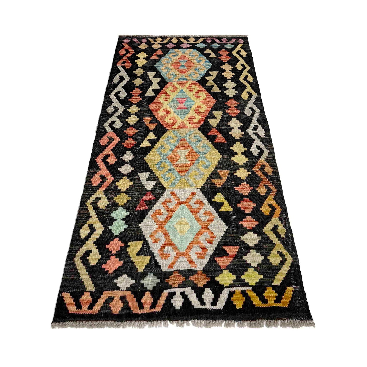 Hand Woven Wool Kelim Runner 2' 4" x 4' 7"  ft / 70 x 140 cm - No. Y39143