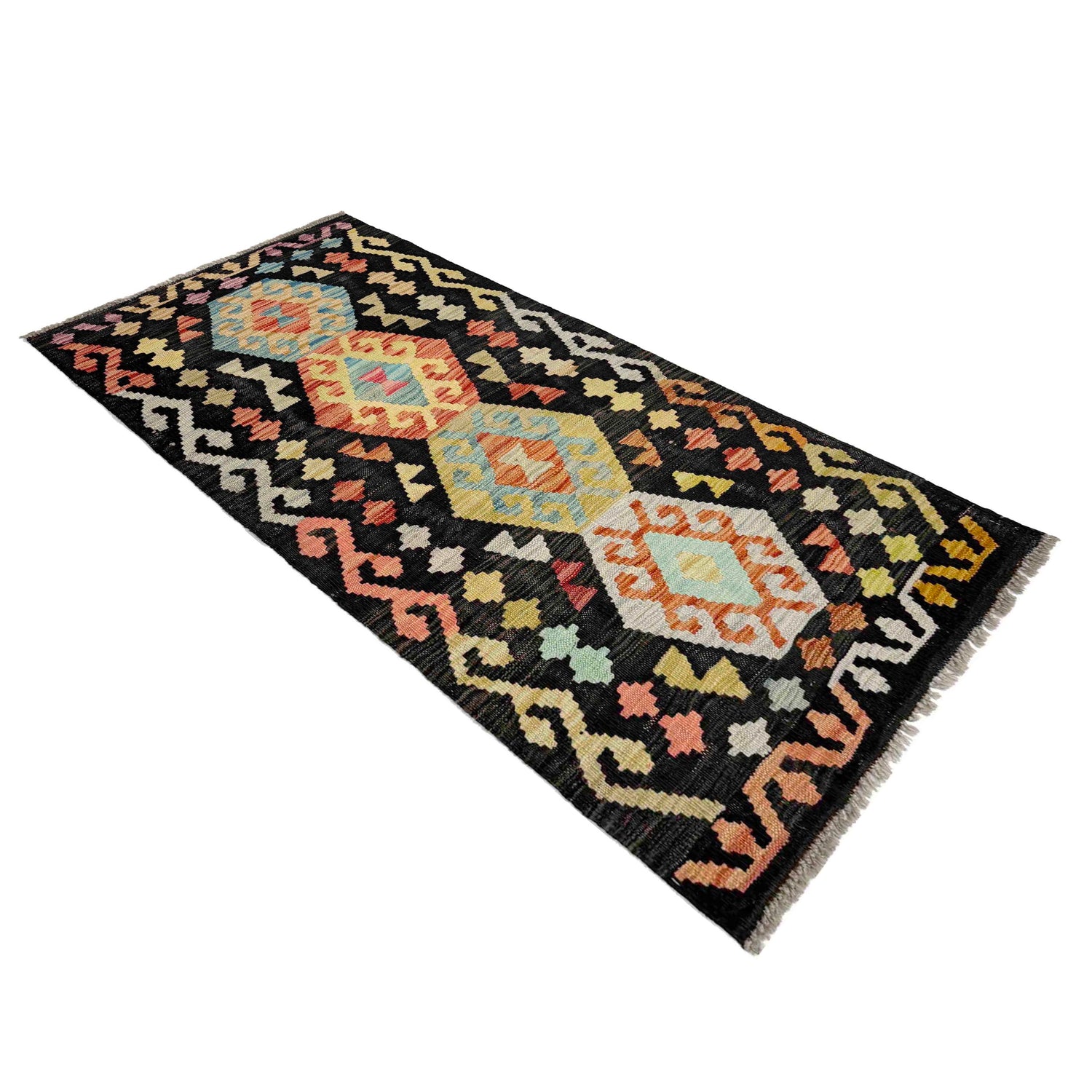 Hand Woven Wool Kelim Runner 2' 4" x 4' 7"  ft / 70 x 140 cm - No. Y39143