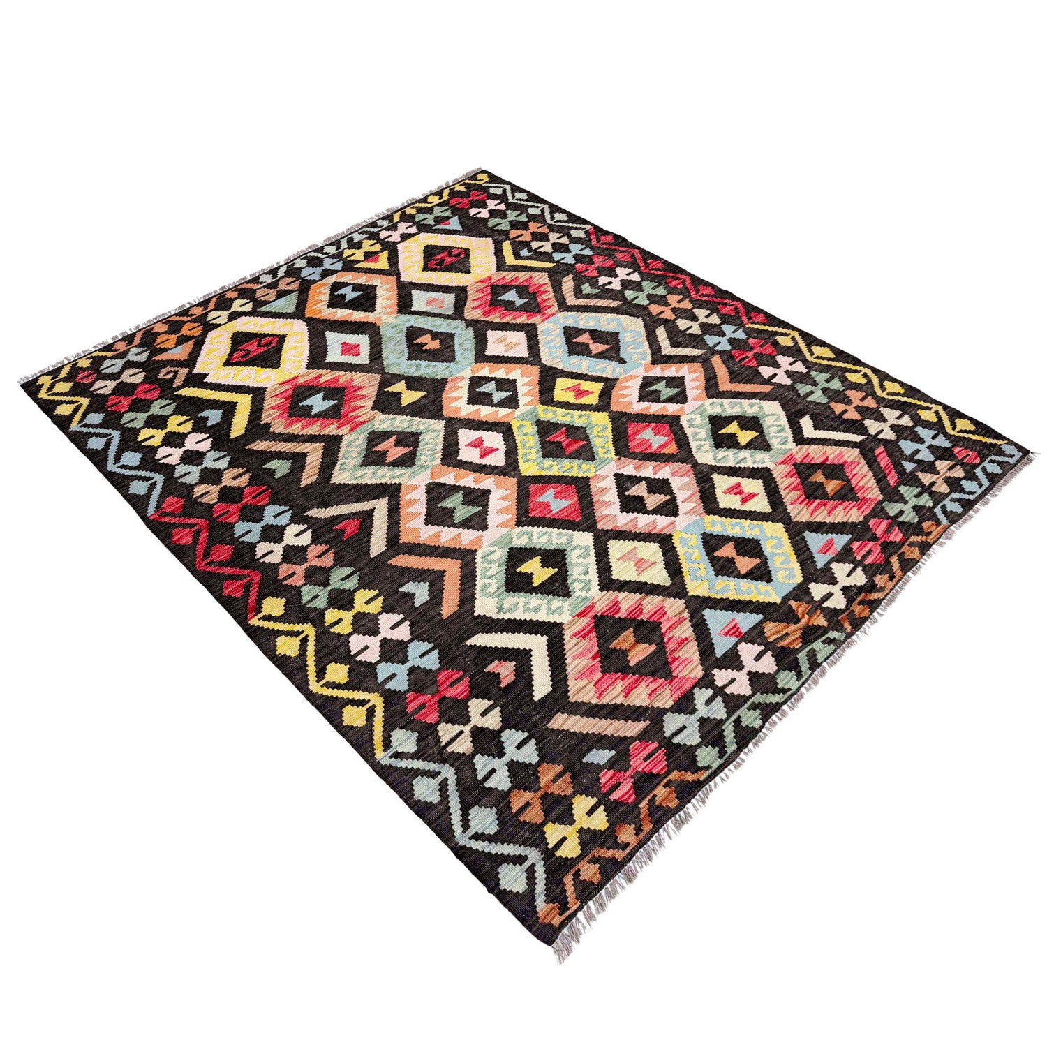 Hand Made Afghan Kilim 5' 2" x 6' 6" ft / 158 x 198 cm - No. Y39144