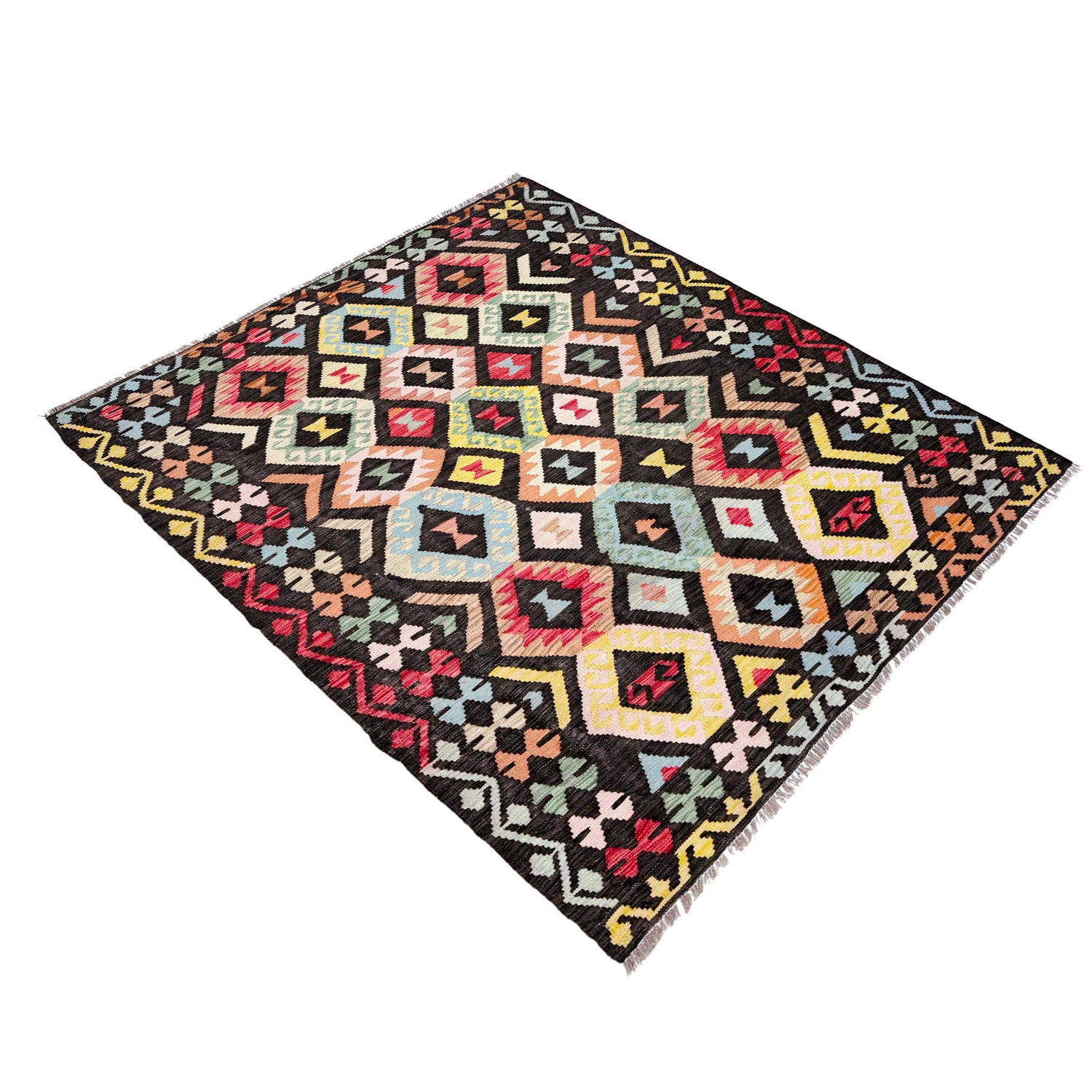 Hand Made Afghan Kilim 5' 2" x 6' 6" ft / 158 x 198 cm - No. Y39144