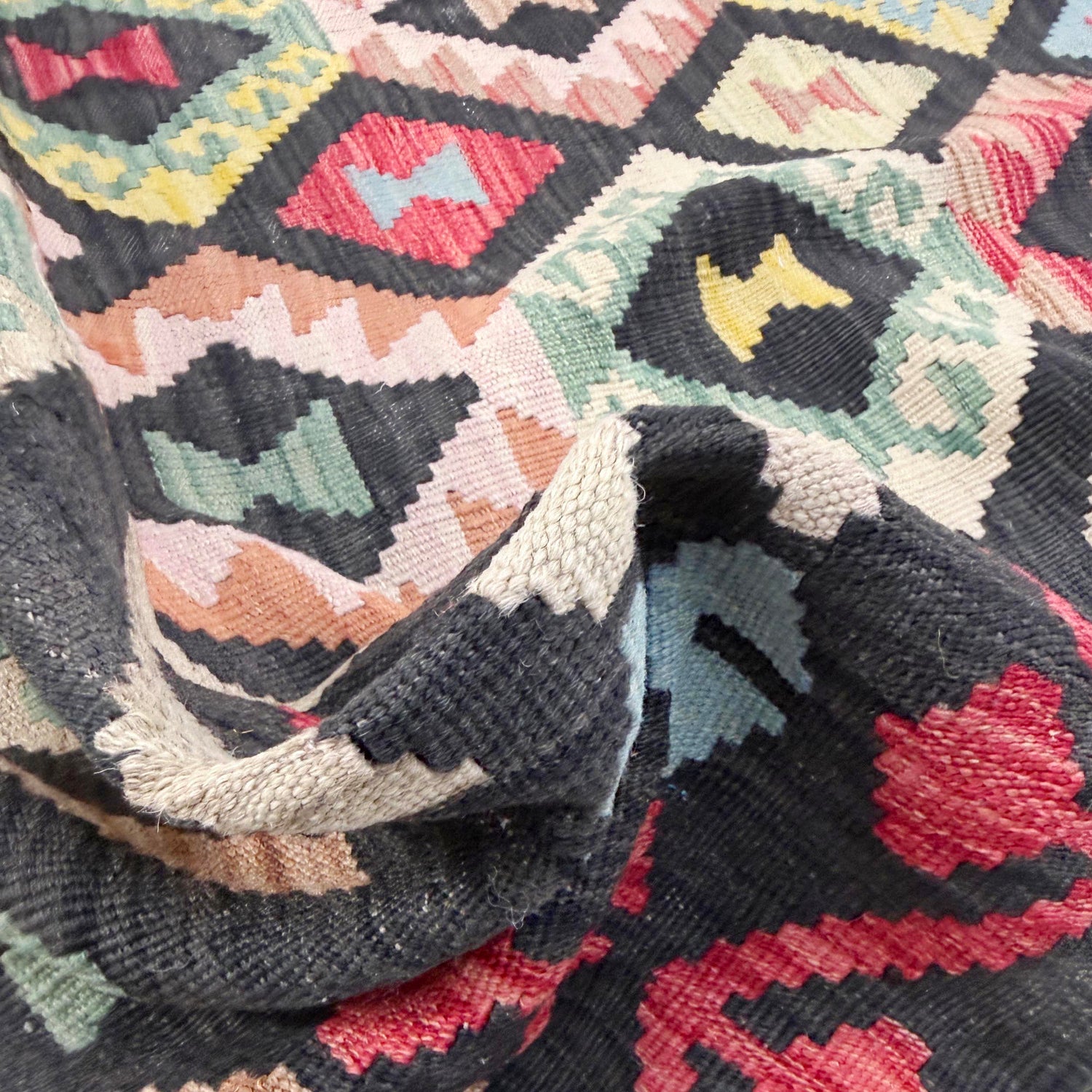 Hand Made Afghan Kilim 5' 2" x 6' 6" ft / 158 x 198 cm - No. Y39144