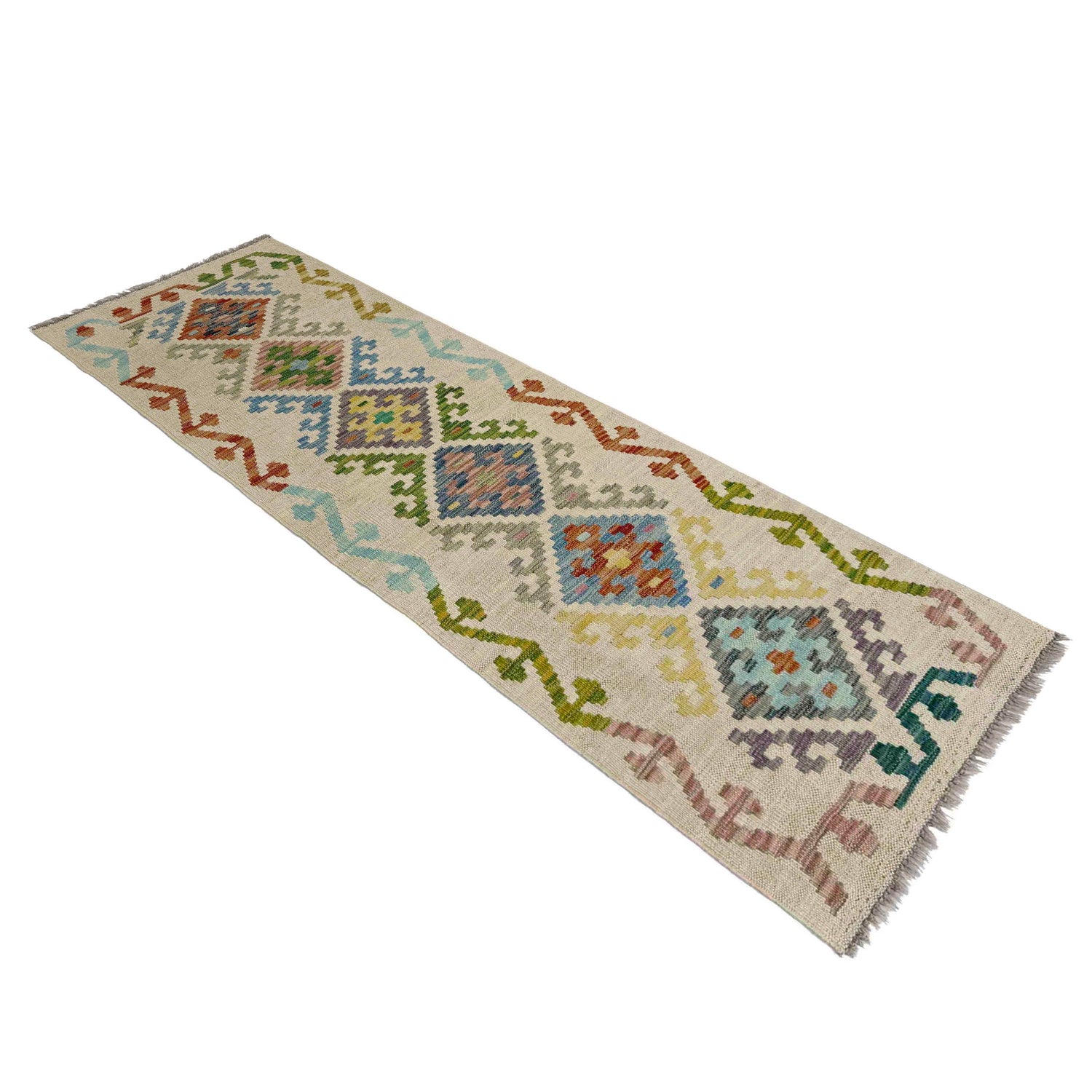 Hand Knotted Flatweave Kilim Runner 1' 11" x 5' 8" ft / 58 x 172 cm - No. Y39150