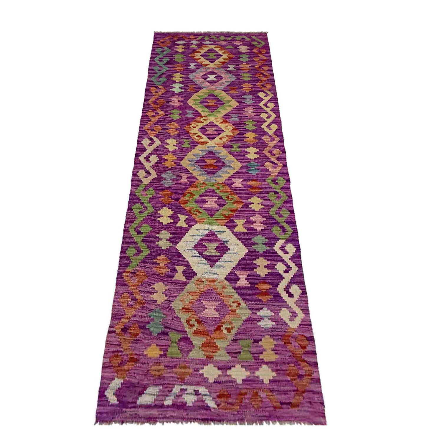 Handmade Turkish Design Wool Kilim Runner 2' 3" x 7' 9" ft / 68 x 235 cm - No. Y39153