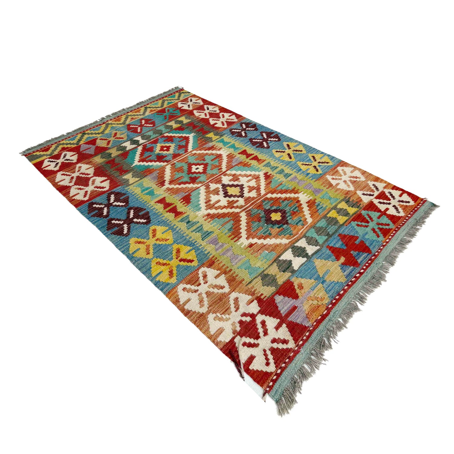Handmade Turkish Design Wool Kilim 3' 3" x 5' 4" ft / 100 x 162 cm - No. Y39158