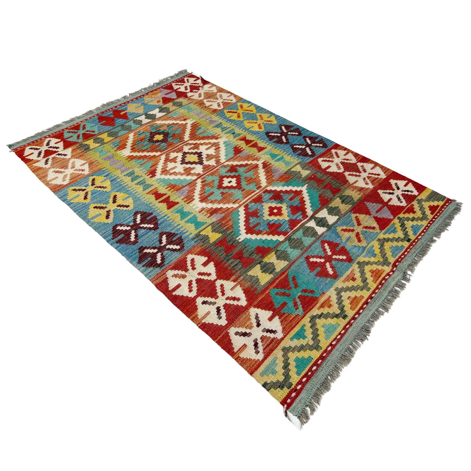 Handmade Turkish Design Wool Kilim 3' 3" x 5' 4" ft / 100 x 162 cm - No. Y39158