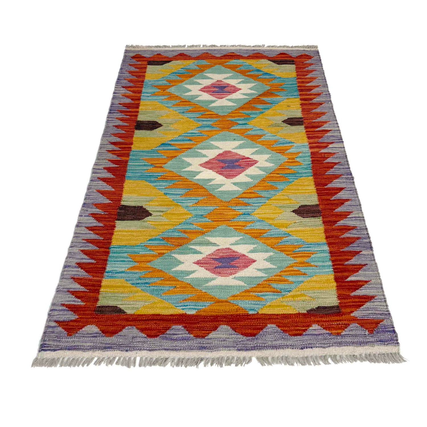 Hand Knotted Flatweave Kilim 2' 6" x 4' 3" ft / 75 x 130 cm - No. Y39161