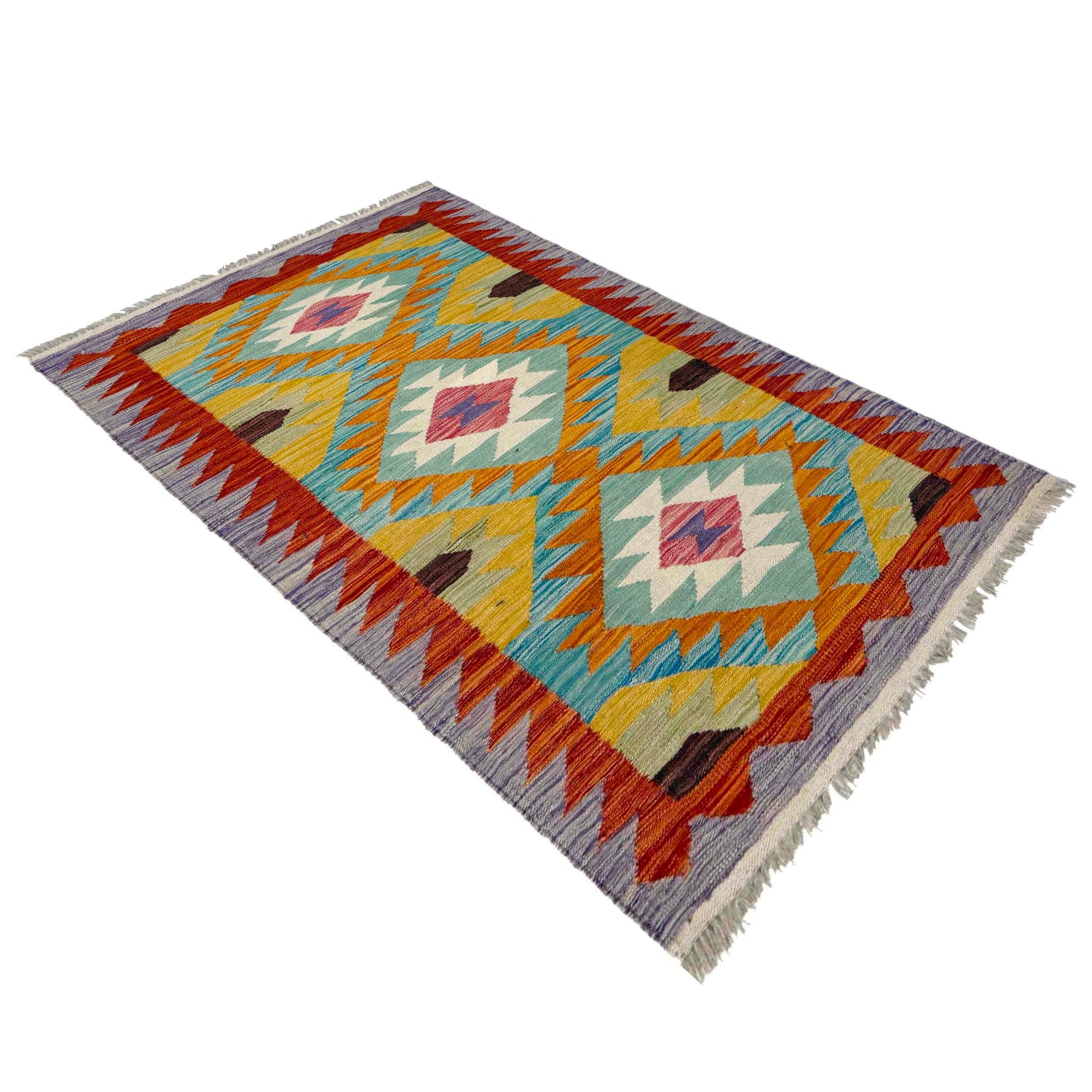 Hand Knotted Flatweave Kilim 2' 6" x 4' 3" ft / 75 x 130 cm - No. Y39161
