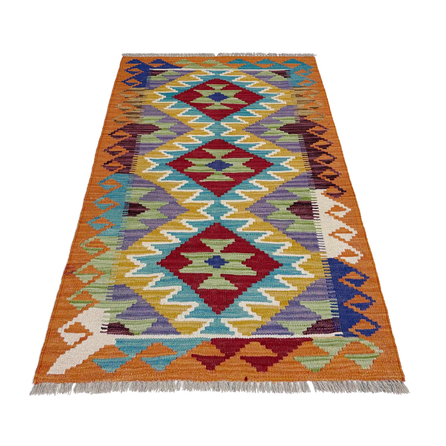 Handmade Afghan Vegetable Kilim 2' 6" x 4' 3" ft / 77 x 130 cm - No. Y39162