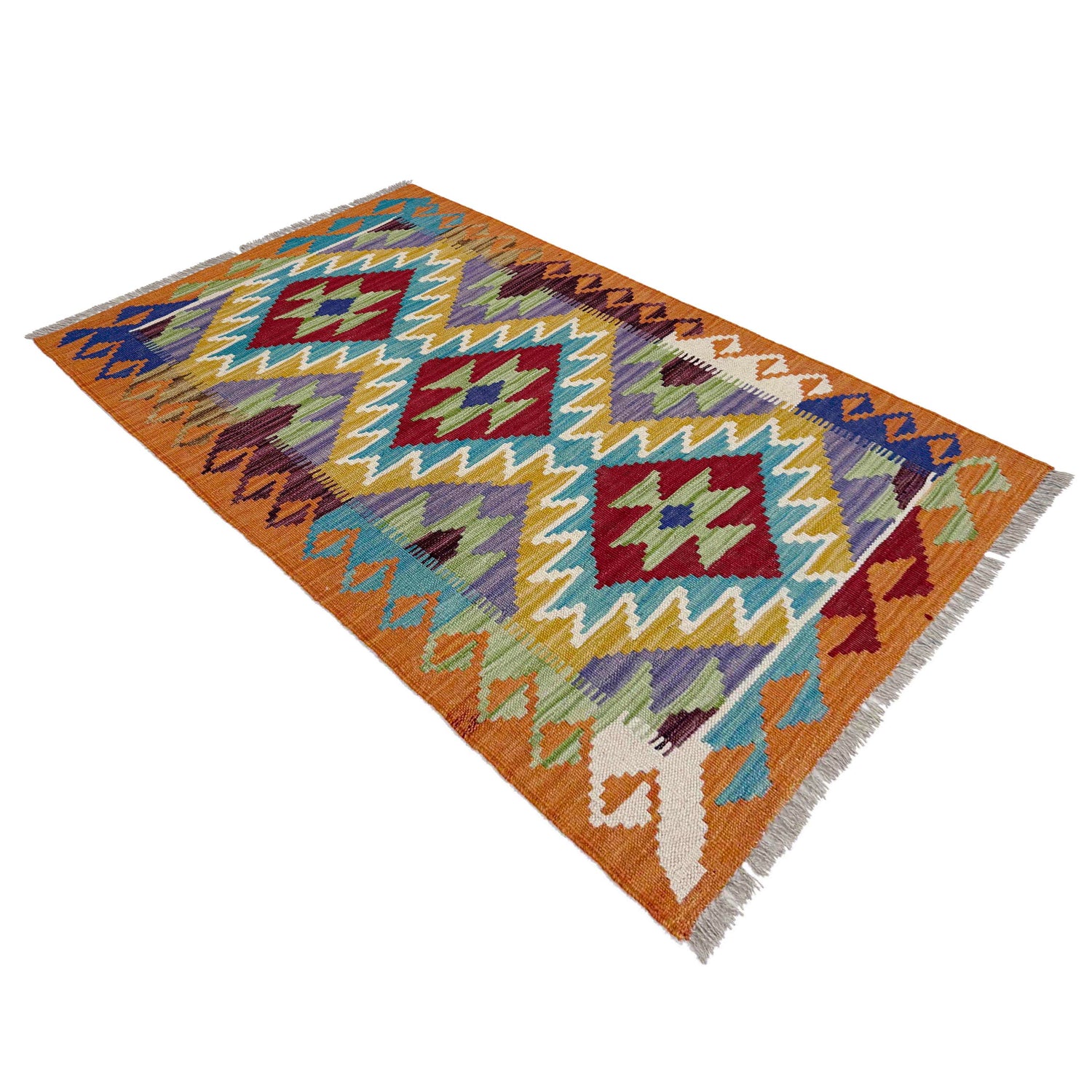 Handmade Afghan Vegetable Kilim 2' 6" x 4' 3" ft / 77 x 130 cm - No. Y39162