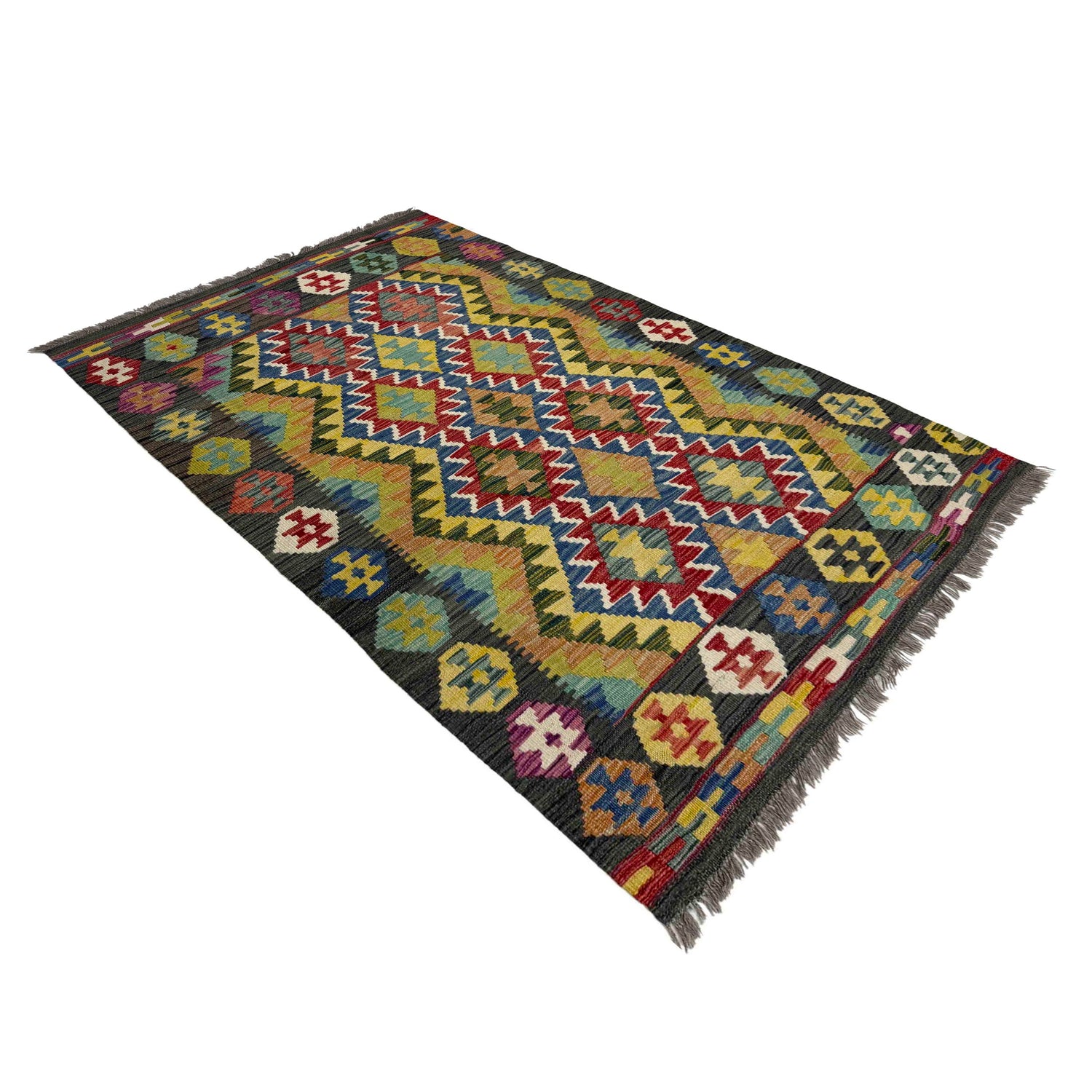 Hand Knotted Flatweave Kilim 3' 5" x 5' 3" ft / 103 x 161 cm - No. Y39163