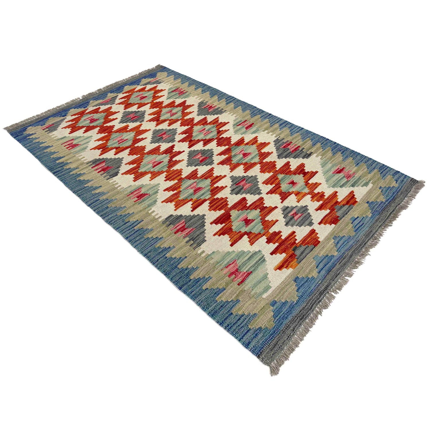 Hand Made Afghan Kilim 2' 7" x 4' 3" ft / 79 x 129 cm - No. Y39164