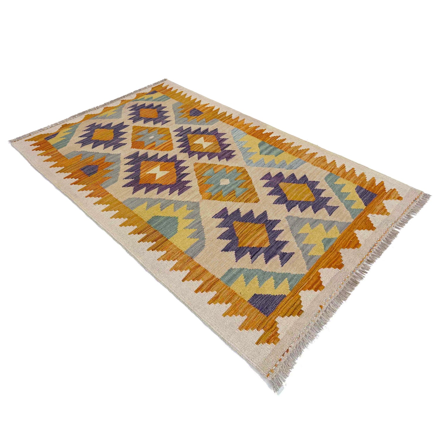 Handmade Afghan Vegetable Kilim 2' 9" x 4' 9" ft / 84 x 146 cm - No. Y39166