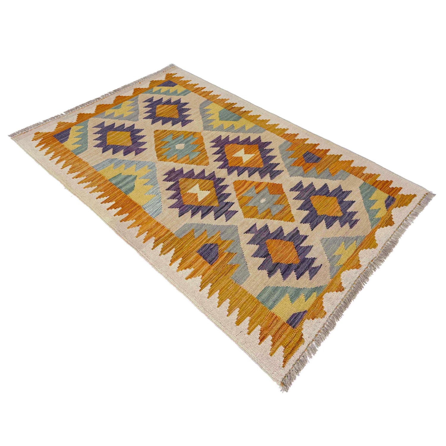 Handmade Afghan Vegetable Kilim 2' 9" x 4' 9" ft / 84 x 146 cm - No. Y39166