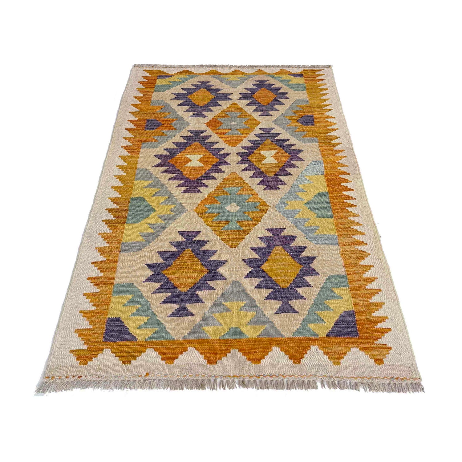 Handmade Afghan Vegetable Kilim 2' 9" x 4' 9" ft / 84 x 146 cm - No. Y39166