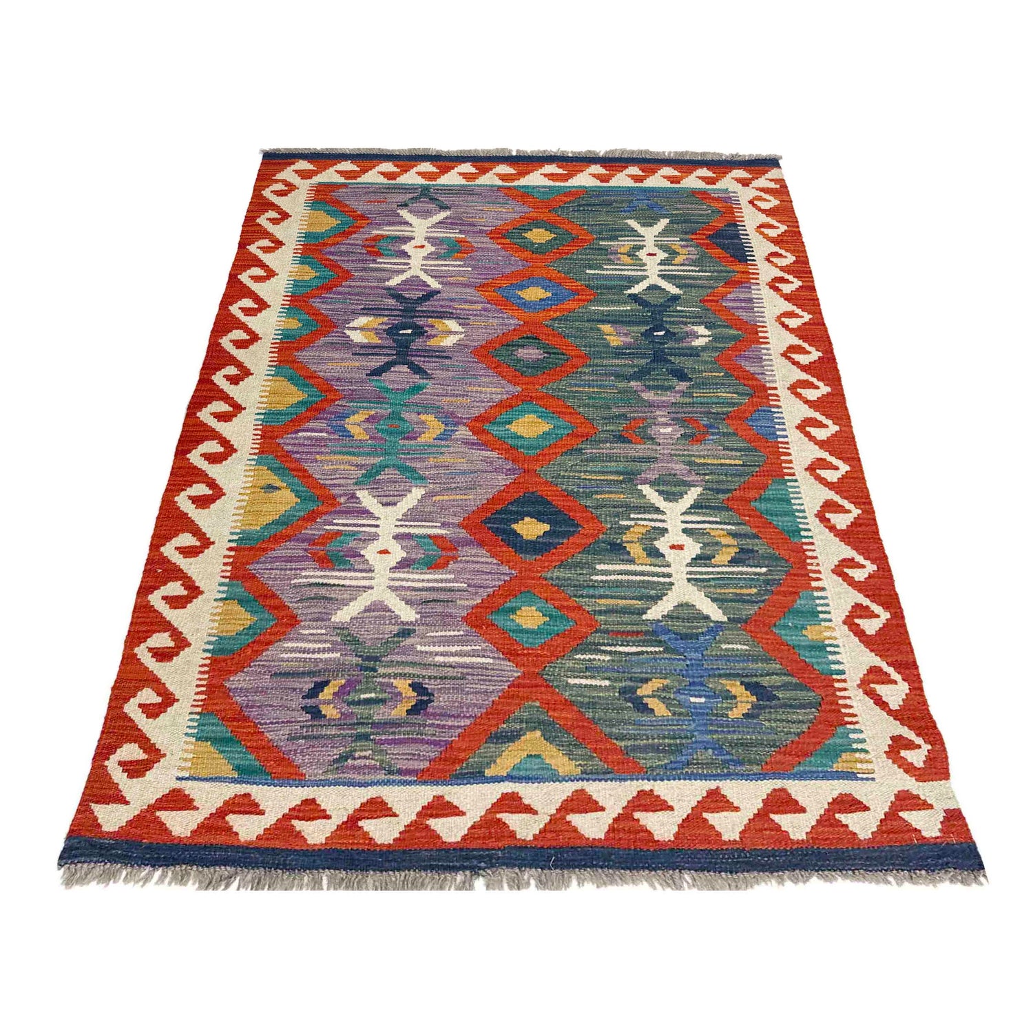 Hand Knotted Flatweave Kilim 3' 2" x 4' 11" ft / 97 x 149 cm - No. Y39167