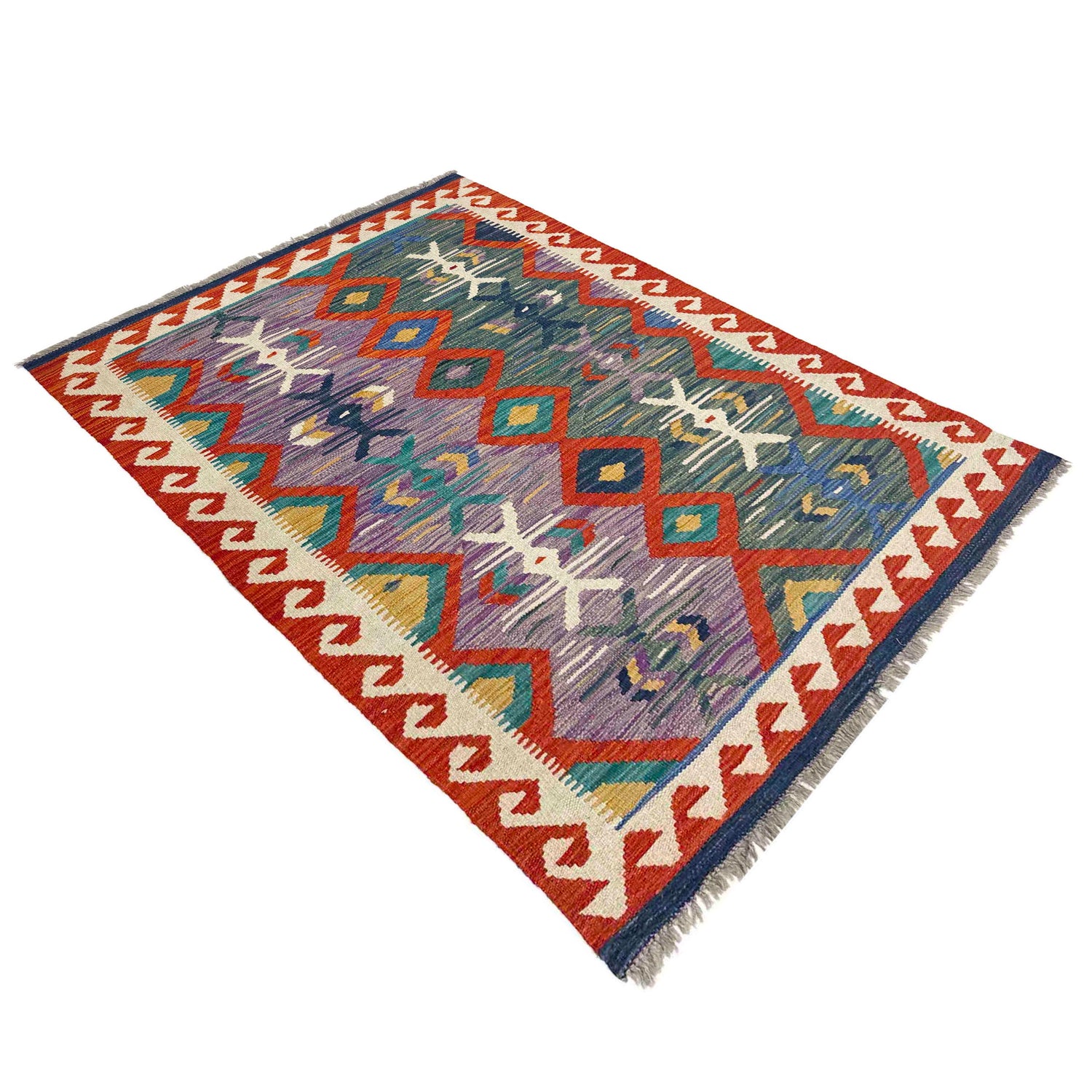 Hand Knotted Flatweave Kilim 3' 2" x 4' 11" ft / 97 x 149 cm - No. Y39167
