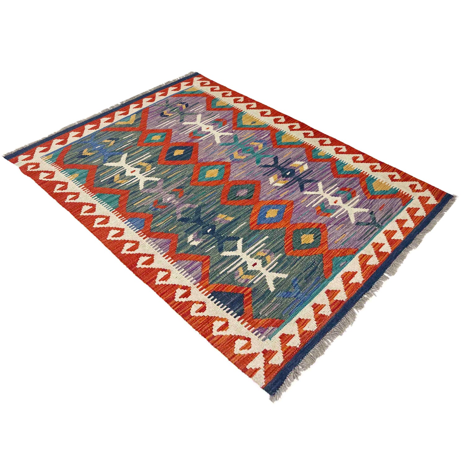 Hand Knotted Flatweave Kilim 3' 2" x 4' 11" ft / 97 x 149 cm - No. Y39167