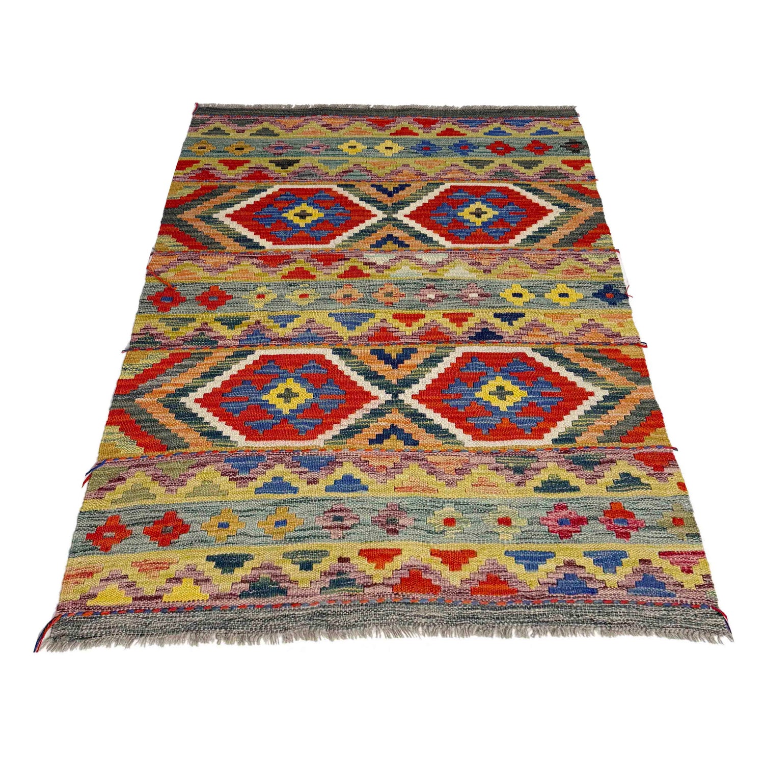 Hand Knotted Flatweave Kilim 3' 2" x 4' 11" ft / 97 x 150 cm - No. Y39168