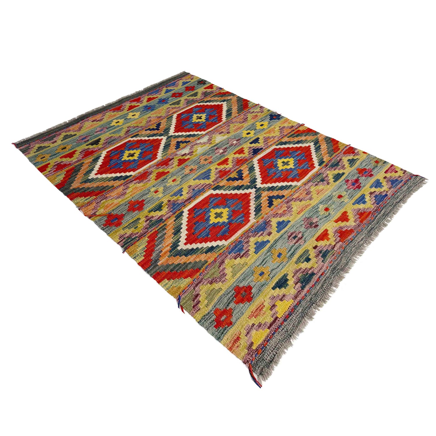 Hand Knotted Flatweave Kilim 3' 2" x 4' 11" ft / 97 x 150 cm - No. Y39168