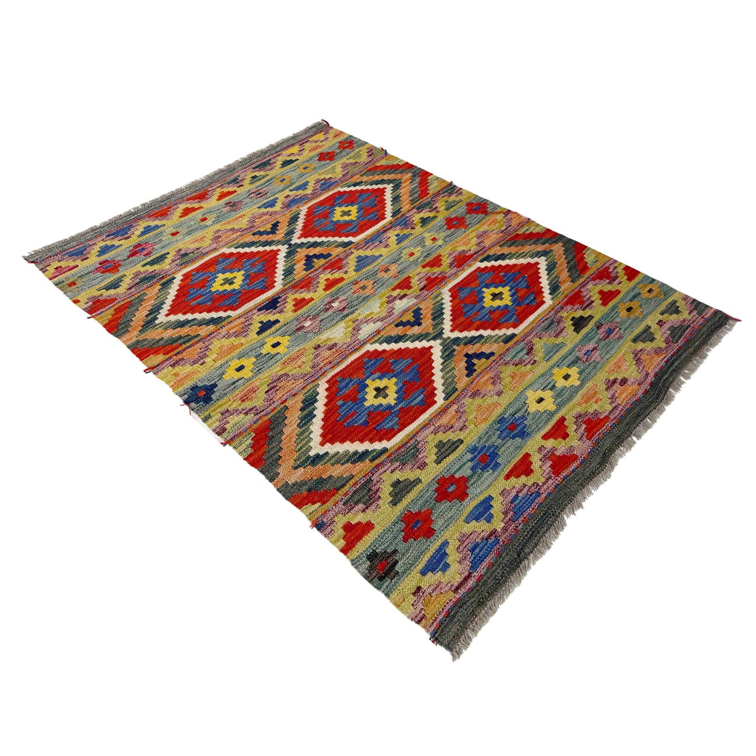 Hand Knotted Flatweave Kilim 3' 2" x 4' 11" ft / 97 x 150 cm - No. Y39168