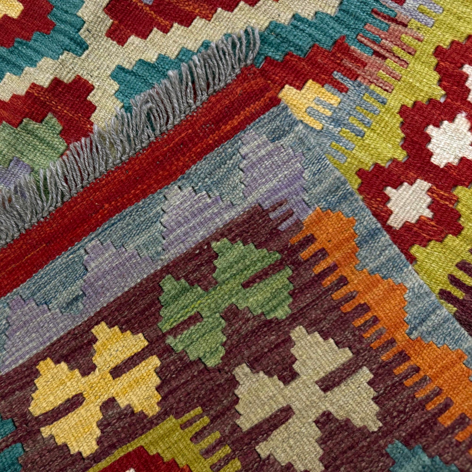 Handmade Afghan Vegetable Kilim 3' 4" x 4' 11" ft / 102 x 149 cm - No. Y39170