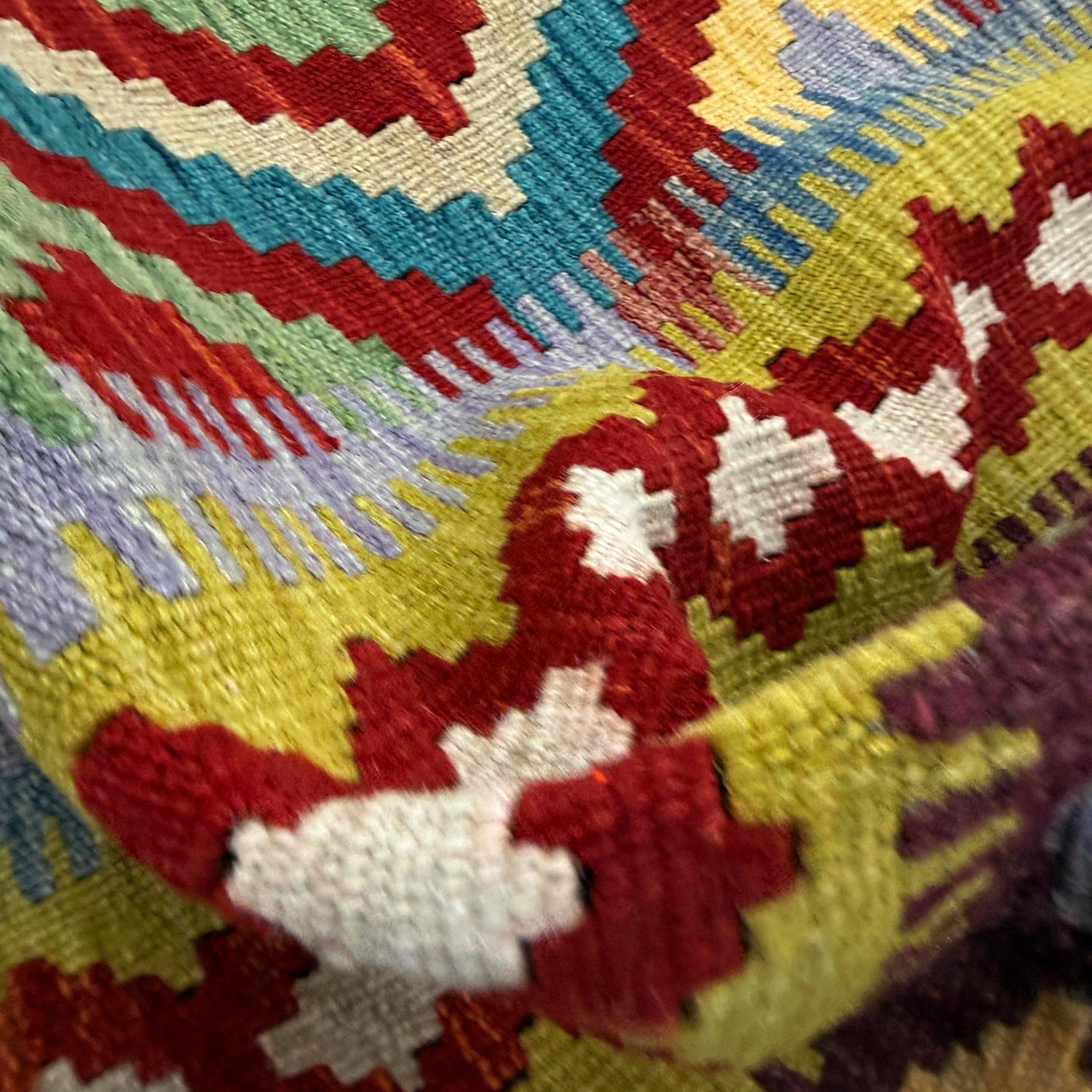 Handmade Afghan Vegetable Kilim 3' 4" x 4' 11" ft / 102 x 149 cm - No. Y39170