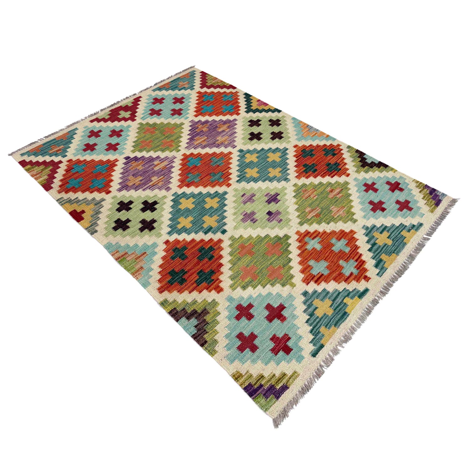 Handmade Vegetable Kilim 3' 4" x 4' 11" ft / 101 x 151 cm - No. Y39172
