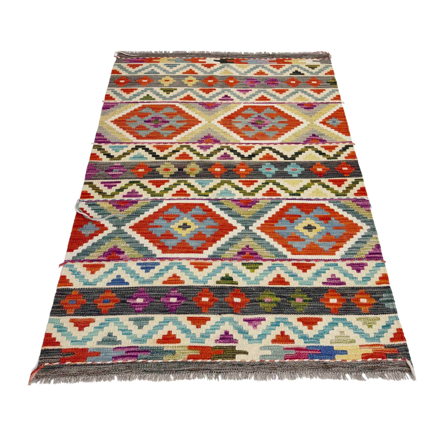 Handmade Vegetable Kelim 3' 3" x 5' 1" ft / 99 x 154 cm - No. Y39173