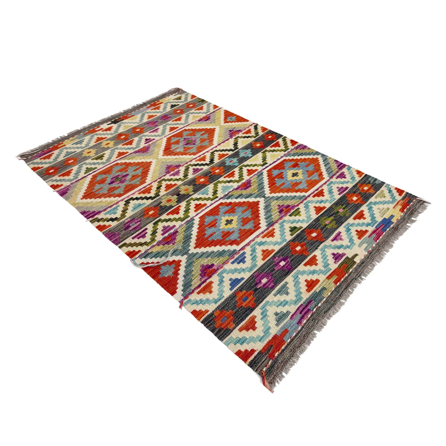 Handmade Vegetable Kelim 3' 3" x 5' 1" ft / 99 x 154 cm - No. Y39173