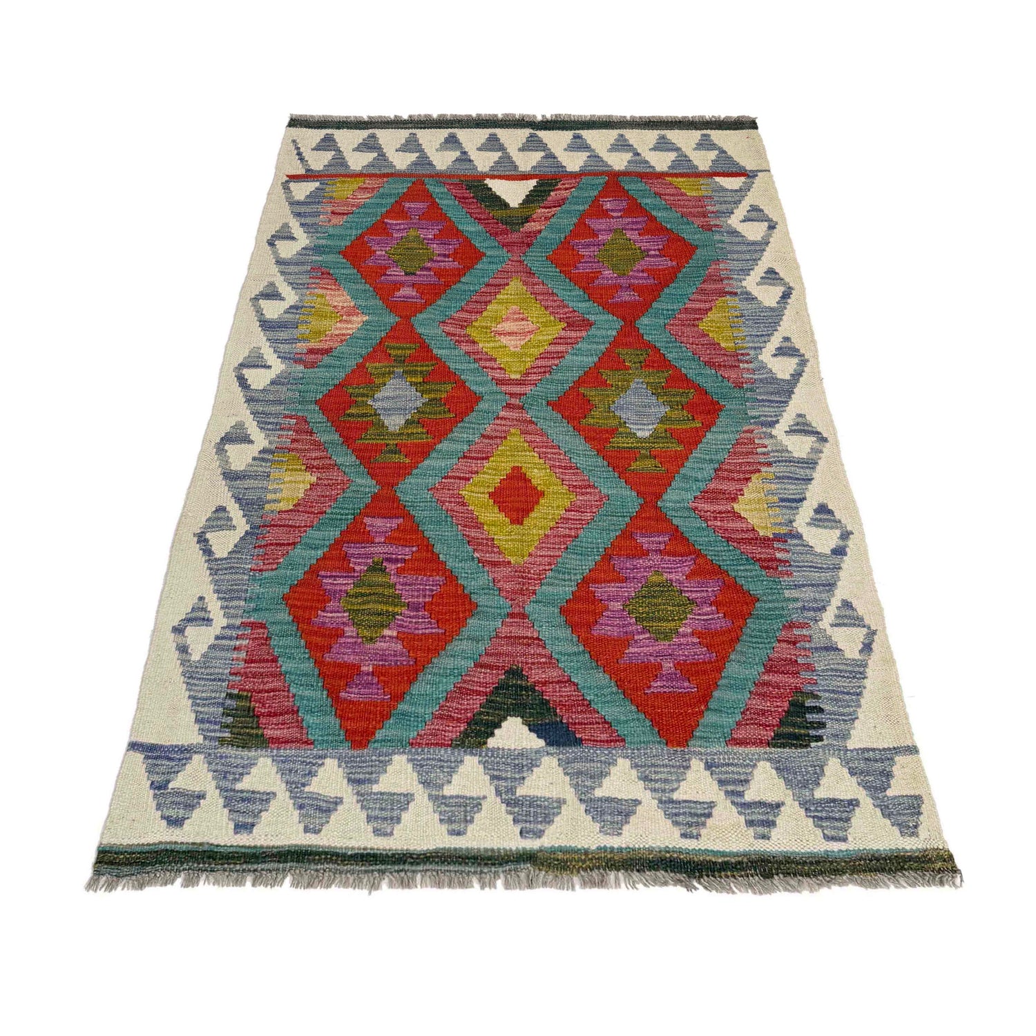 Handmade Vegetable Kilim 3' 1" x 4' 6" ft / 93 x 138 cm - No. Y39174