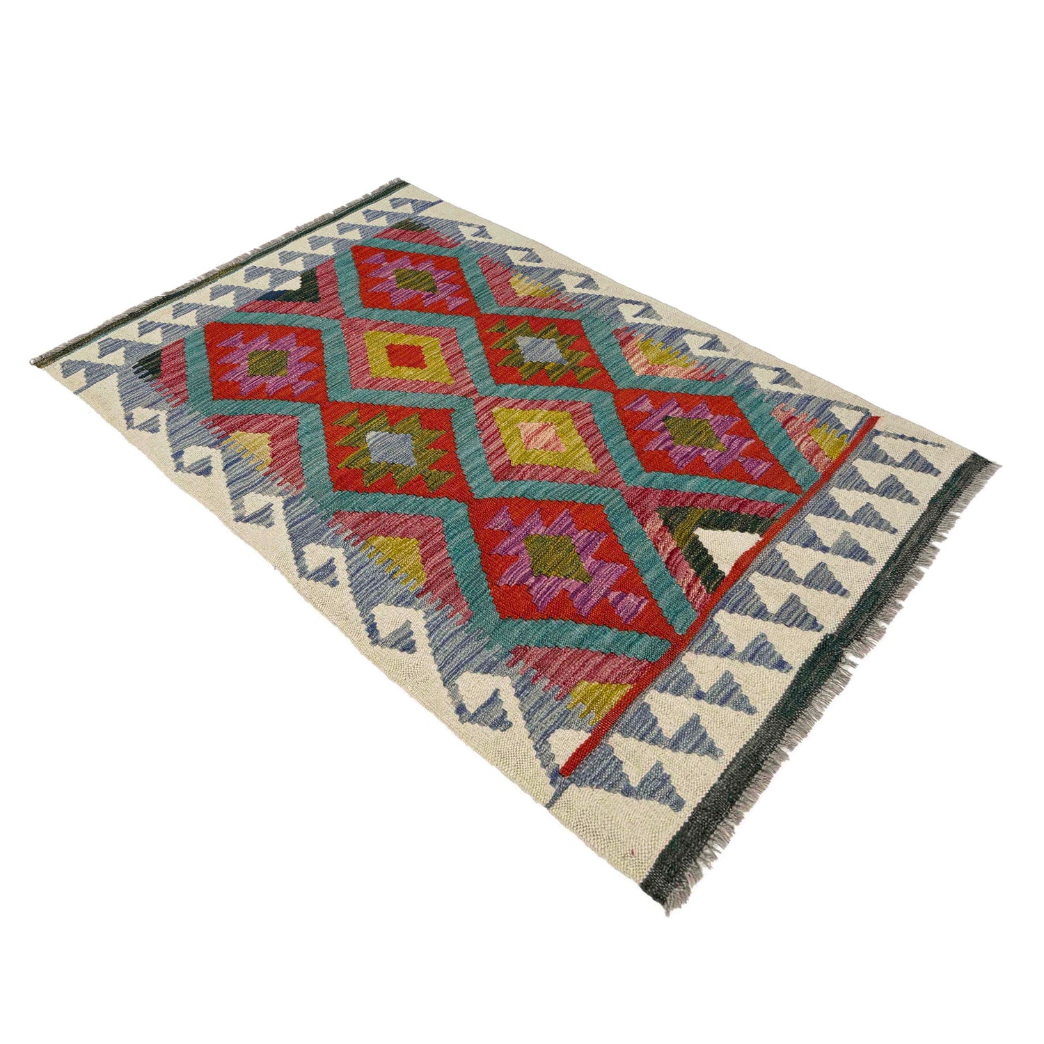 Handmade Vegetable Kilim 3' 1" x 4' 6" ft / 93 x 138 cm - No. Y39174