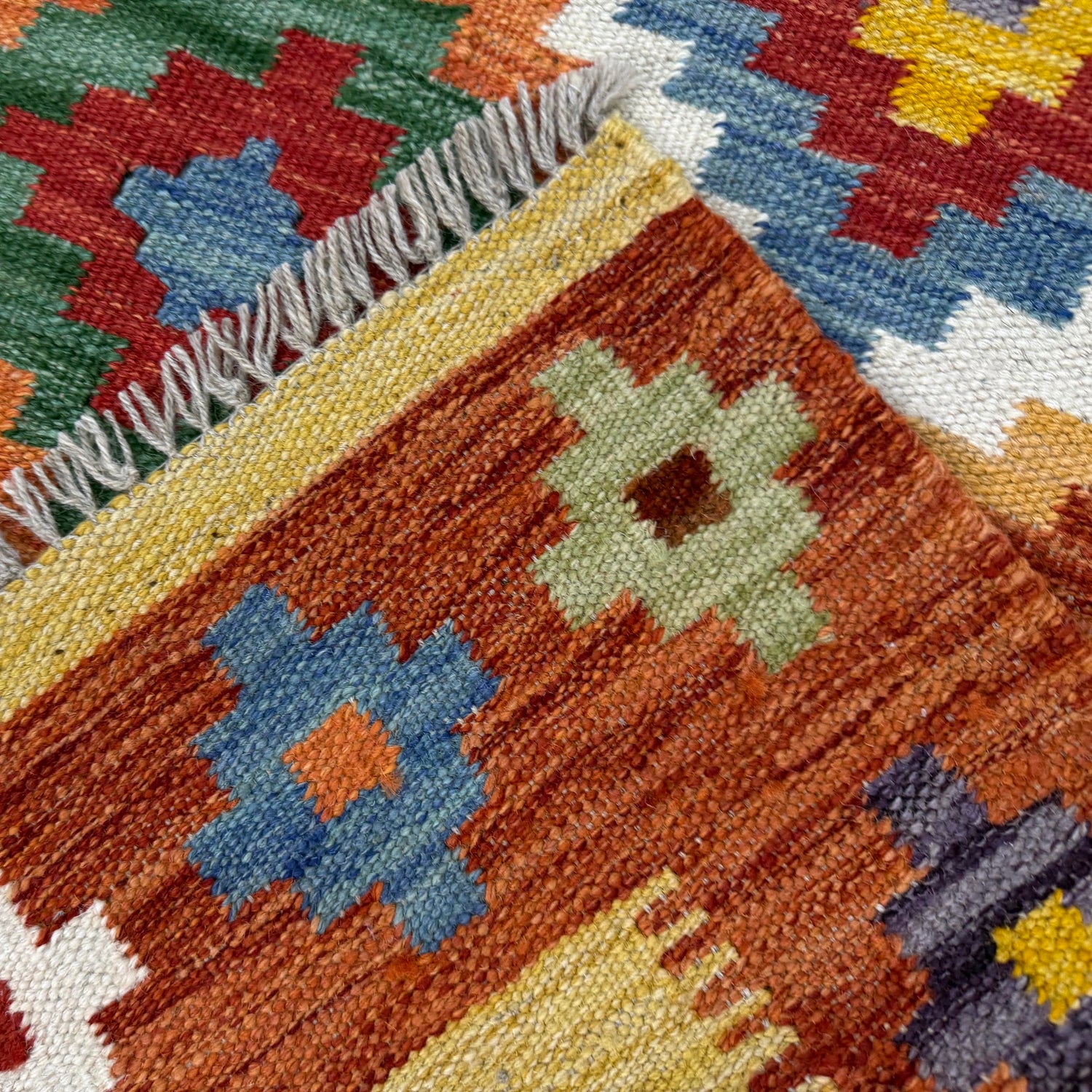 Hand Knotted Afghan Style Kilim 3' 4" x 4' 9" ft / 101 x 146 cm - No. Y39175