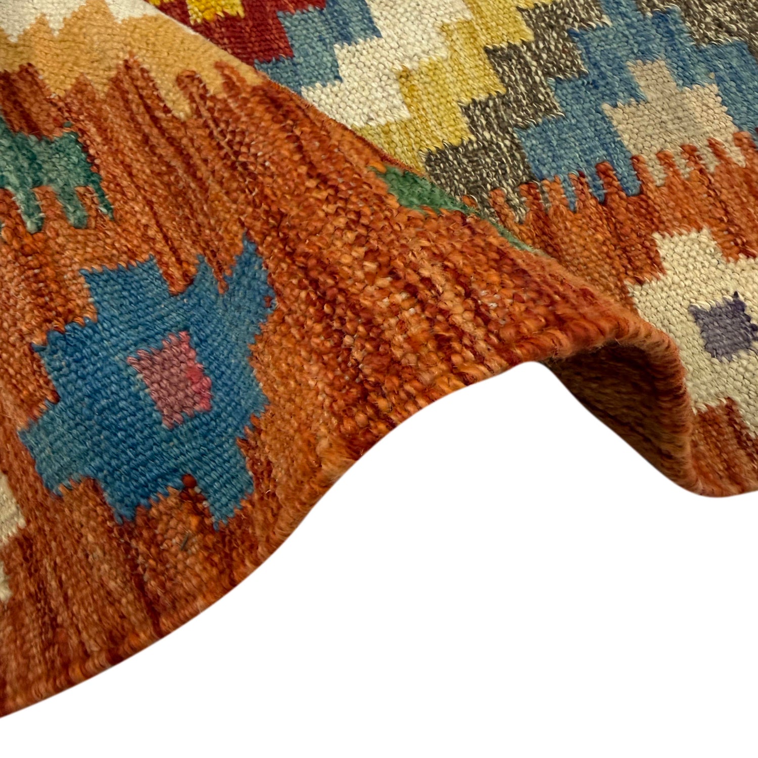 Hand Knotted Afghan Style Kilim 3' 4" x 4' 9" ft / 101 x 146 cm - No. Y39175