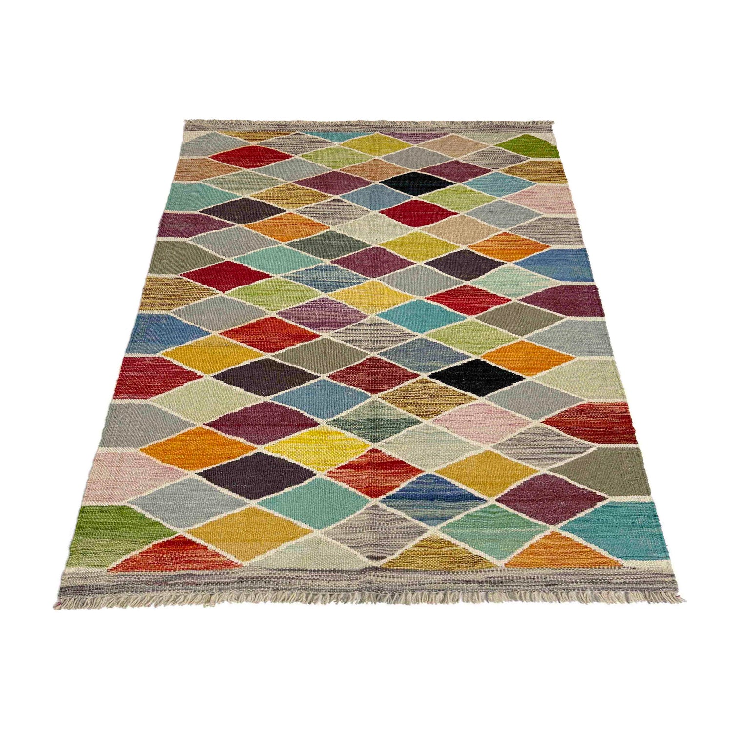 Handmade Turkish Design Wool Kilim 3' 3" x 4' 11" ft / 100 x 150 cm - No. Y39177
