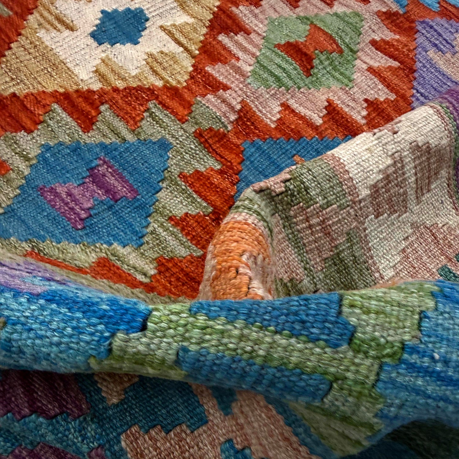 Handmade Vegetable Kilim 4' 1" x 6' 8" ft / 124 x 204 cm - No. Y39179