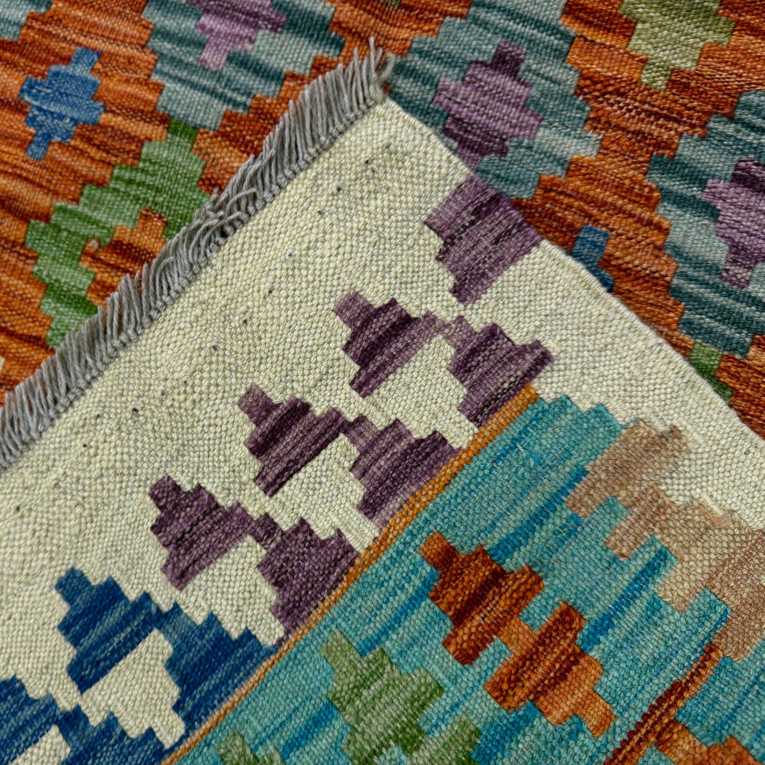 Hand Knotted Afghan Style Kilim 4' 6" x 6' 7" ft / 136 x 200 cm - No. Y39180